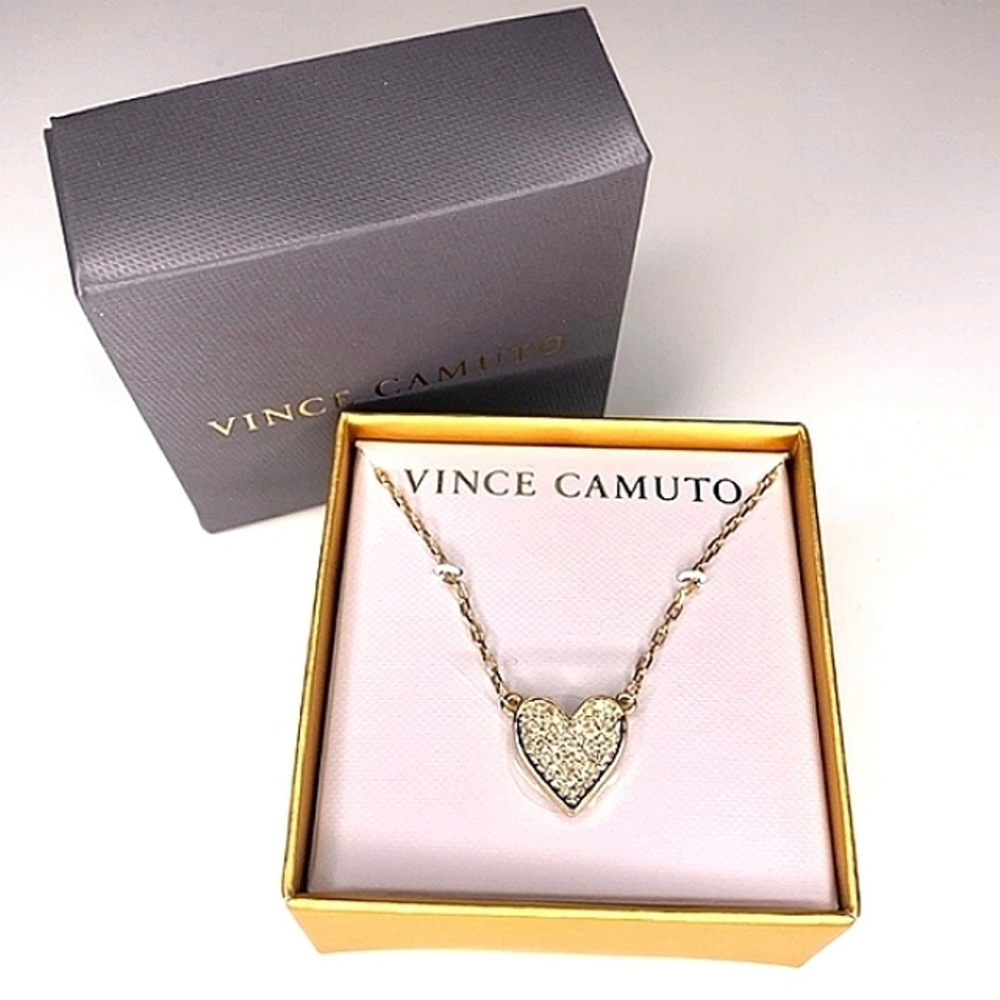 ❤️ Vince Camuto Gold-tone Pavé Heart Necklace NWT! - Picture 1 of 10